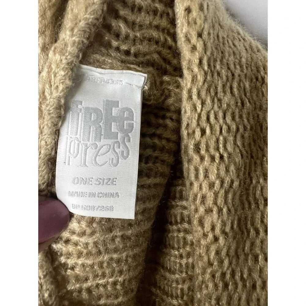 Free Press Beige Infinity Scarf Knit Boho Festival One Size